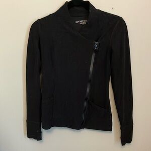 Beyond Yoga Black Bomber Jacket with Asymmetrical Zip